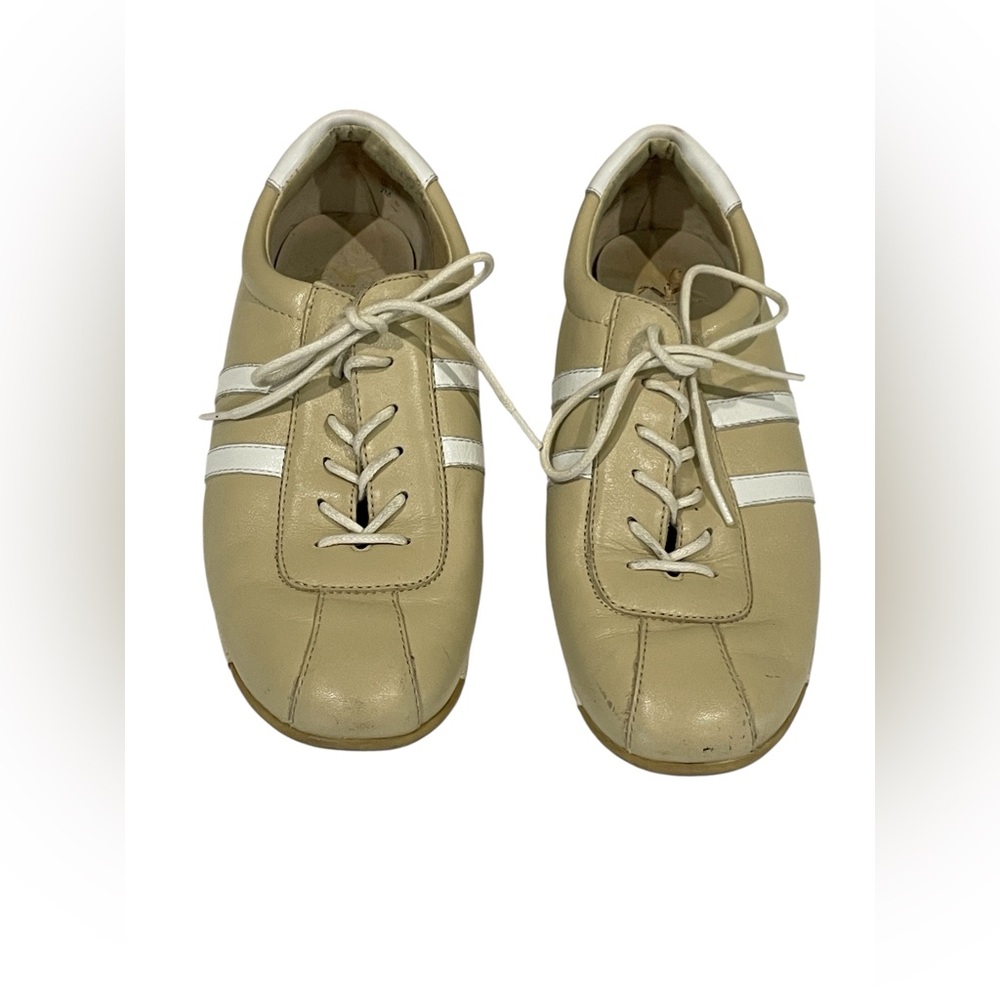 Anne Klein AK2 Women Tan Leather Lace Up Loafer Sneaker Driving Shoes SZ 7